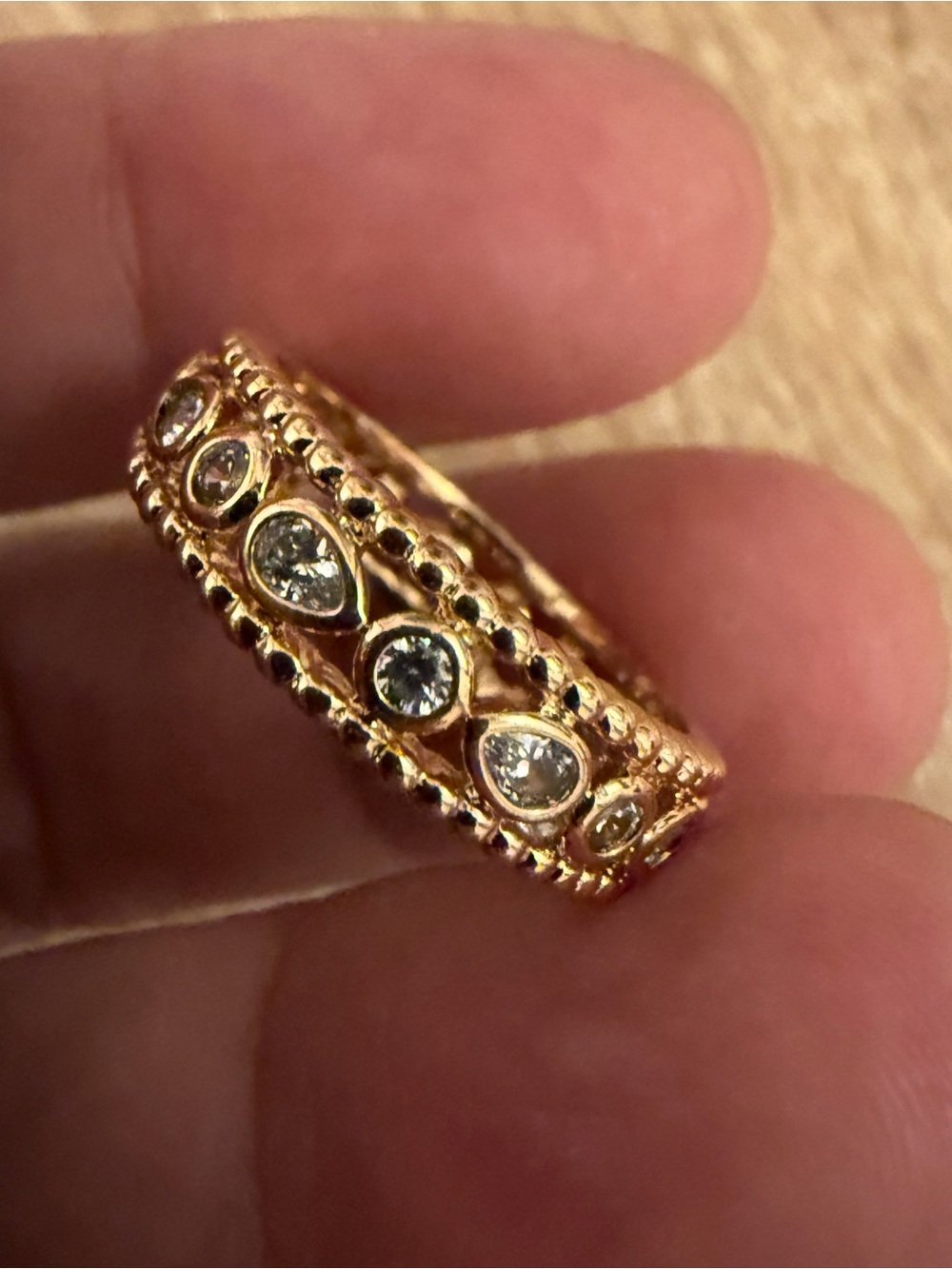 Gold Crystal Teardrop Band Ring - Women Jewelry